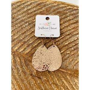 NEW SAGE & CLARE women's faux leather earrings in rose gold